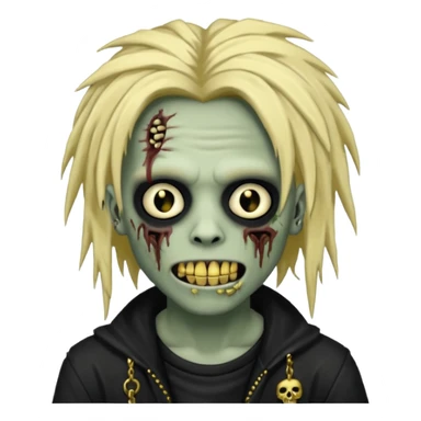 zombie emo boy emoji with dreads and gold grillz sticker