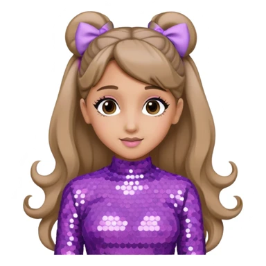 Ariana Grande with dark blonde hair, lavender pink sequin outfit sticker