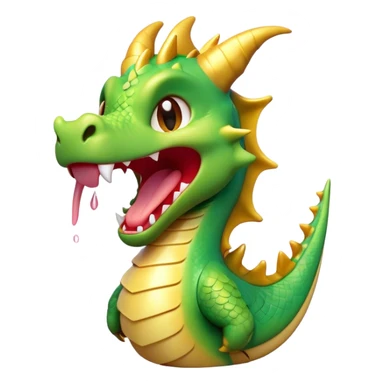 Cinematic Cute Yawning Dragon Portrait Emoji, Head tilted slightly with a dramatic, wide-open yawn, showcasing a soft, lustrous scaled body with gently drooping fins and half-closed, drowsy eyes, each scale rendered in exquisite detail under natural light; high shine, relaxed yet expressive, styled with a dash of fantastical charm, soft glowing outline, capturing the essence of a sleepy yet affectionate dragon that appears ready to stretch out and rest in its enchanted lair! sticker