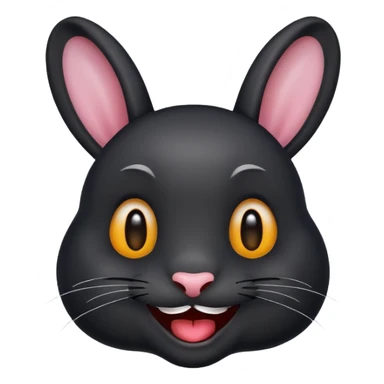 emoji d'une tête de lapin noire qui dit bonjour sticker