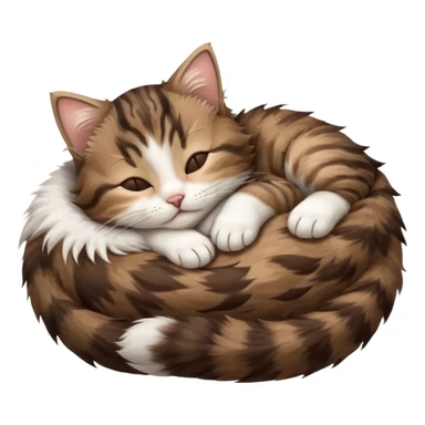dark brown tabby and white kitten sleeping on its back sticker