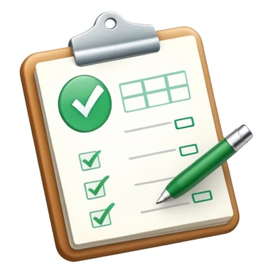 A checklist with a prominent green checkmark on the first item, symbolizing tracking completed tasks and progress sticker