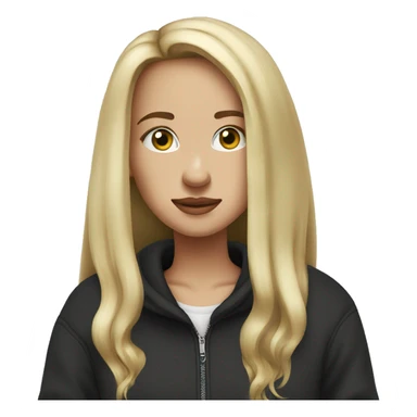 weed smoker girl blond straight long hair in a black Nike sweater sticker