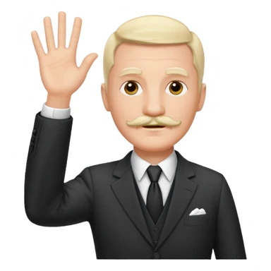 Adolf h , wearing suit and mustache small. Raising his hand to sun sticker
