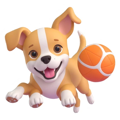 dog chasing ball in forrest, close up pose sticker