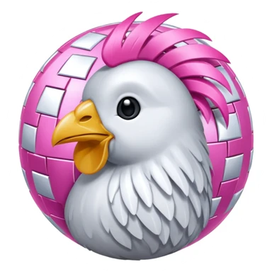 boule disco à facette et poule sticker