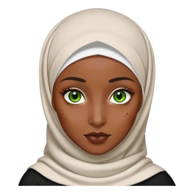 black hijabi girl with green eyes and vitiligo sticker