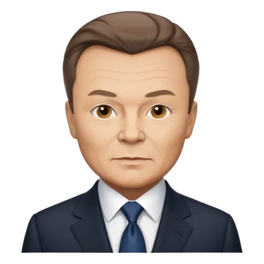 iPhone emoji style portrait of Viktor Yanukovych, Ukrainian ex-president, with realistic facial resemblance, formal suit sticker