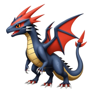 Handsome cool badass edgy Latias-Litten-Garchomp-Giratina-Pokémon-Fakémon-fusion-hybrid-creature, full body sticker