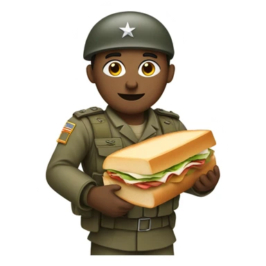 White Army soldier with blue eyes and brown hair holding a sandwhich and a bible sticker
