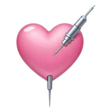A pierced pink heart by a medical needle emoji sticker