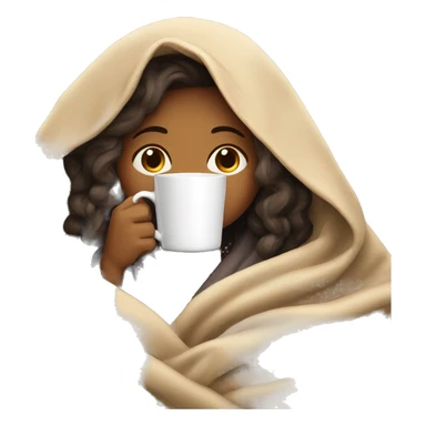 girl inside a blanket sipping coffee eyes closed sticker