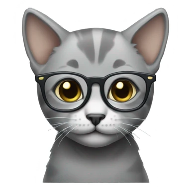 Grey kitten with glasses  sticker