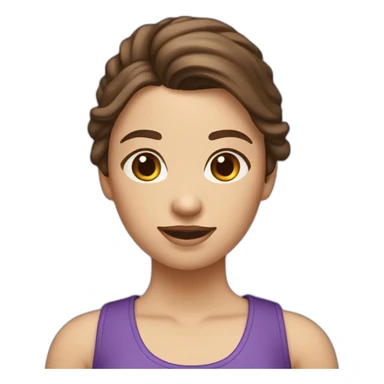girl with brown hair high pony tail purple creweck sticker
