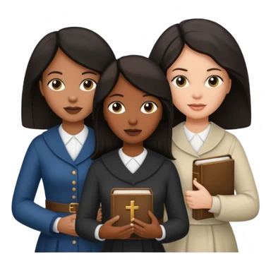 Two black women, 1 white woman, all with dark hair, carrying a Bible! sticker
