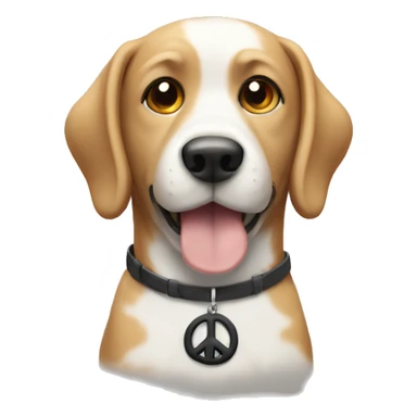 Dog with peace sign sticker