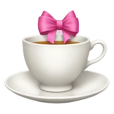 A tea cup with a pink bow sticker