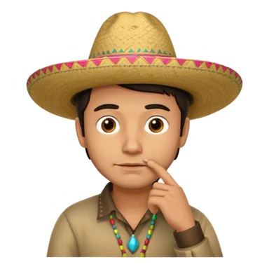 ЗАДУМЧИВЫЙ ЧЕЛОВЕК С РУКОЙ У ПОДБОРОДКА В СОМБРЕРО sticker