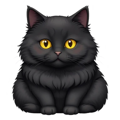 Small fat black cat with yellow eyes sticker