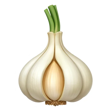 single garlic clove with cubed garlic sticker