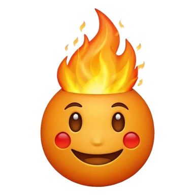 Make a 3d emoji of t with fire sticker