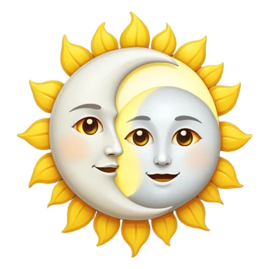 a really bright sun and a moon who shines because of it. the sun is bigger and the moon bright too sticker