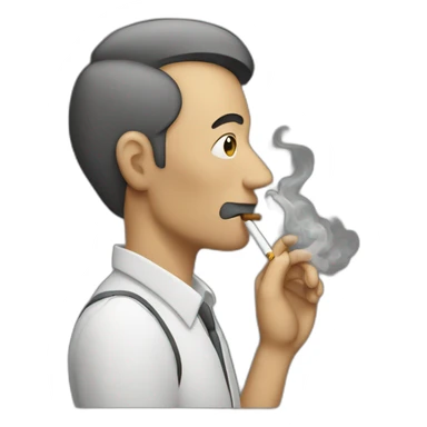 Men smoking cigarette with smoke sticker