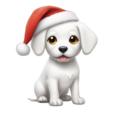 White puppy with Santa hat  sticker