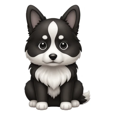 A dog with black and white colors in a sitting position sticker