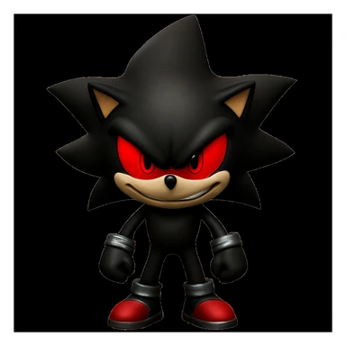 Keep the picture quality and style exactly the same. Make the eyes red and a bit scary, with a more intense, menacing stare and a subtle sinister grin. No other changes. sticker