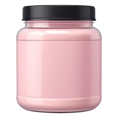 Pastel pink protein powder jar with minimal white label, clean background sticker