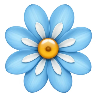 light blue  flower with a white center sticker