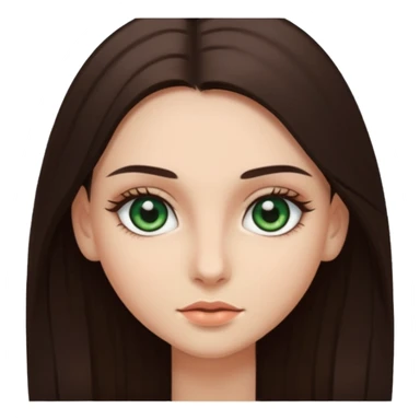 Girl with dark green eyes, light eyebrows and long dark-brown straight hair sticker