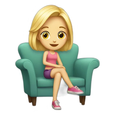 Blonde girl sitting on a trendy sofa sticker