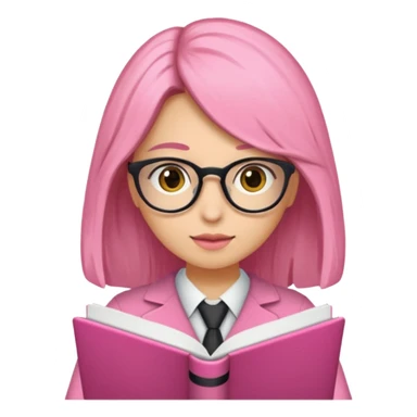 Estudante de cor parda cabelo cacheado loiro escuro de óculos segurando um caderno rosa sticker