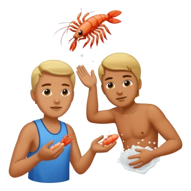 Make one of a man throwing shrimp at another guy sticker