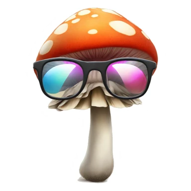 A colorful mushroom with glasses. sticker