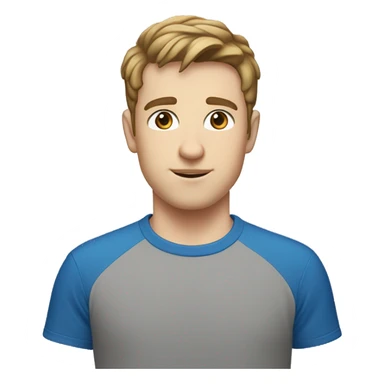 A 22 year old, White man, with short brown hair, with none facial hair,   with blue eyes wearing a t-shirt. sticker