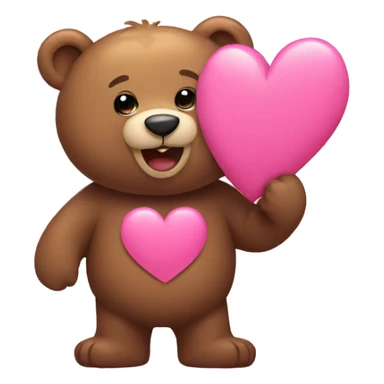 Bear with pink heart sticker