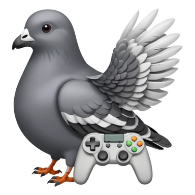 pigeon holding a Roblox controller sticker
