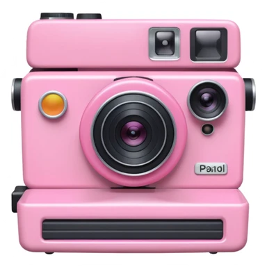 pink camera with a polaroid  sticker