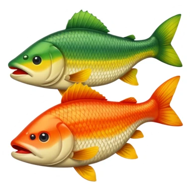 generate perch, carp and pike emoji in apple emoji style sticker