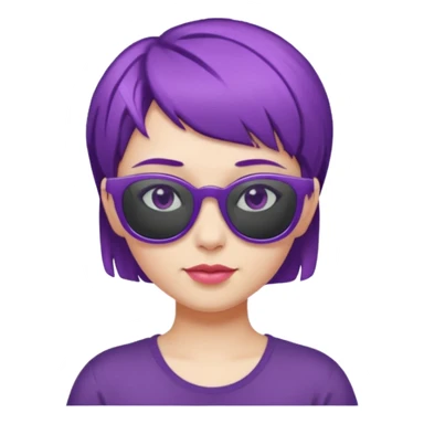 girl with short purple hair and sunglasses on hair sticker