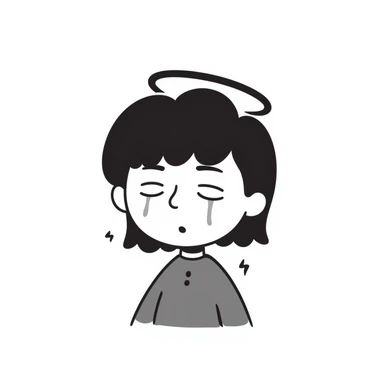person with a halo, tears streaming down their face sticker