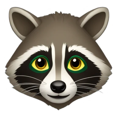 brown raccoon with yellow eyes and a dark green hood sticker