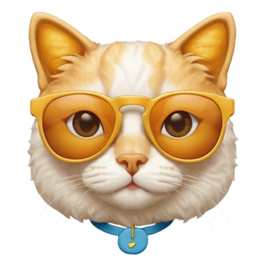 White Cat with sun glasses and this cat is made from nugget sticker