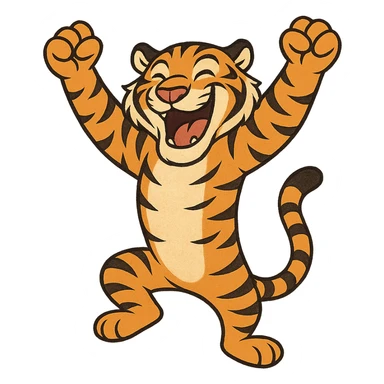 tiger celebrating, variation 8 sticker