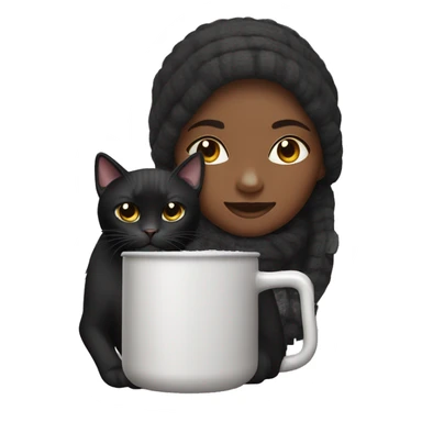 Black female cat with Stanley termos  sticker