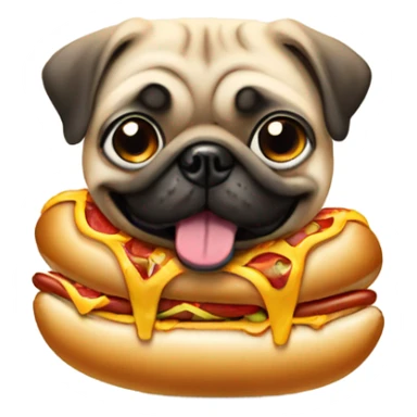 Pug eating a hotdog sticker