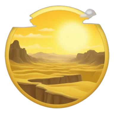 Landscape with high rised sun and yellow lands sticker